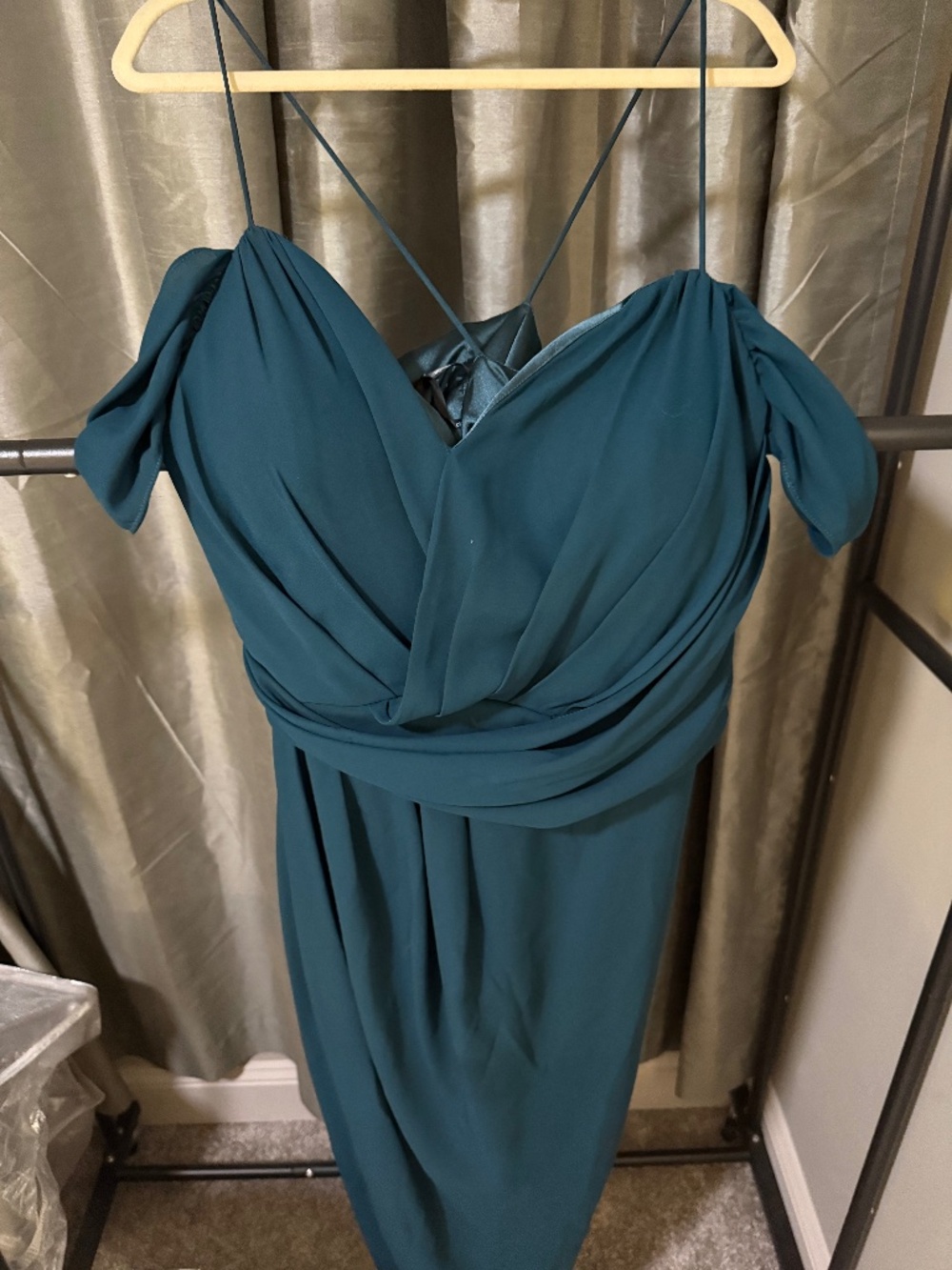 City Chic Teal Draped Cold Shoulder Cocktail Dress Size 18